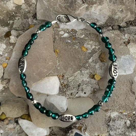 Faith, Hope, Love Green Garnet Bracelet
