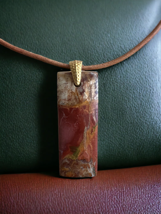 Red Creek Jasper Pendant on Leather Cord