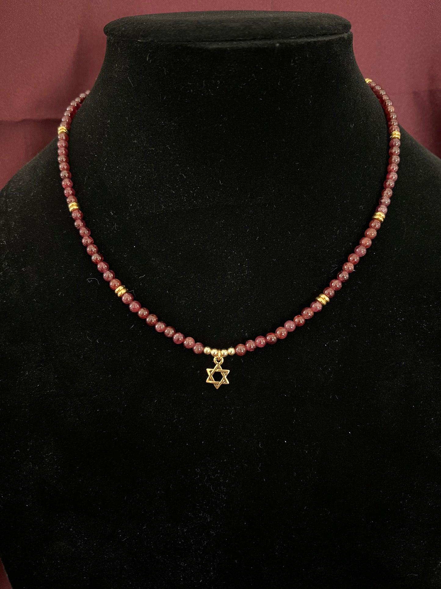Gold Star of Daivd with Red Garnet
