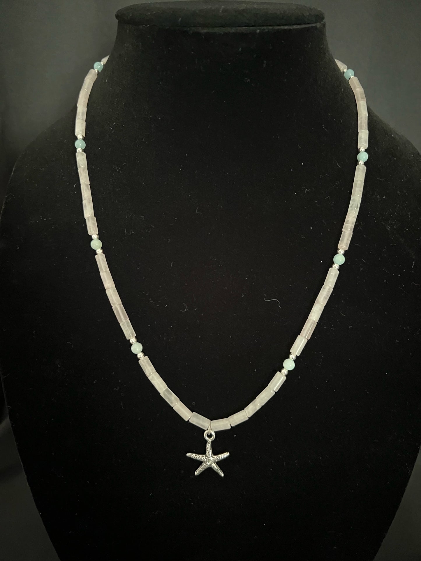 Rose Quartz Gemstone Necklace with Starfish Pendant
